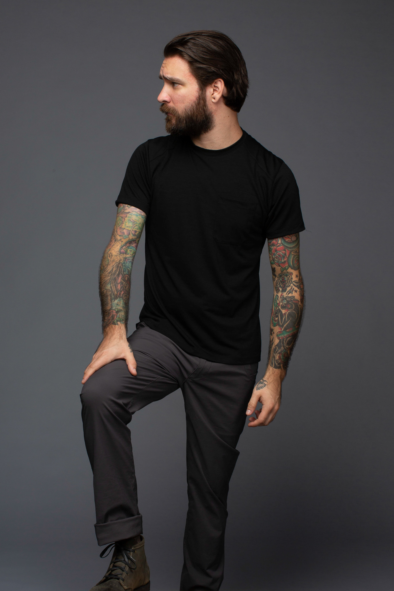 Loreto Merino Tee- Onyx